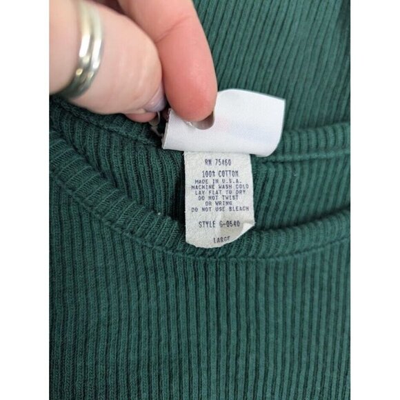 Styles to Go women's Large green scoop neck ribbed sweater 100% cotton Y2k SW10 - Picture 4 of 7